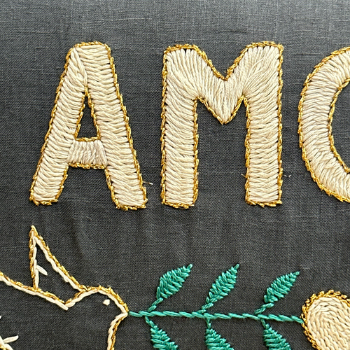 "Amour" Embroidered Cushion CS64