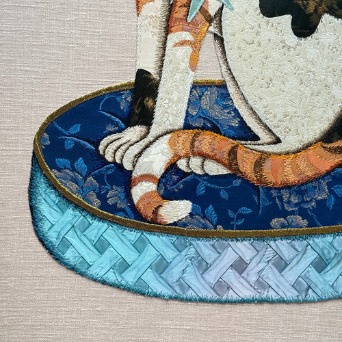 “Stella & Fitz” Pair of Embroidered Cats by Zara Merrick