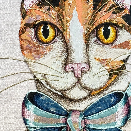 “Stella & Fitz” Pair of Embroidered Cats by Zara Merrick