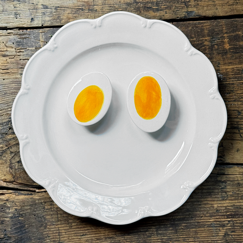 Trompe L'oeil Egg Plate with Scalloped Rim