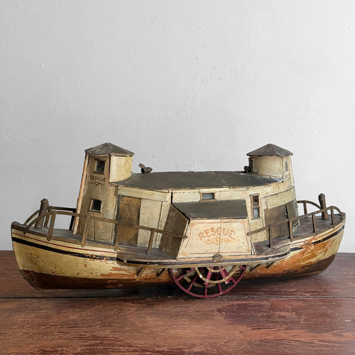 Early 20th-century Paddle Steamer Rescue Boat Model