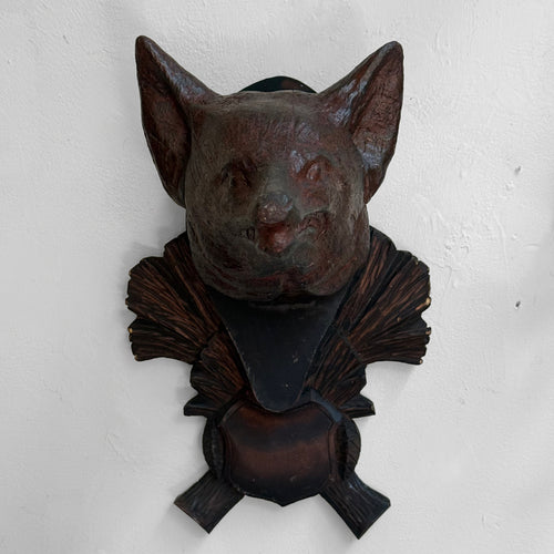 Early 20th-century Black Forest Carved Fox Head (9-17)