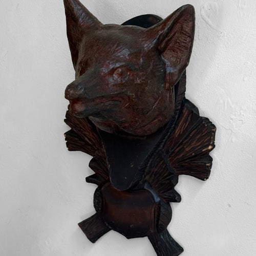 Early 20th-century Black Forest Carved Fox Head (9-17)