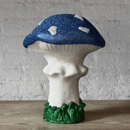 Large Glitter Mushroom in Blue & White