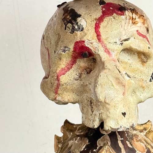 19th-century Austrian Reliquary Lamp with Custom Décor Barbares Lamp Shade