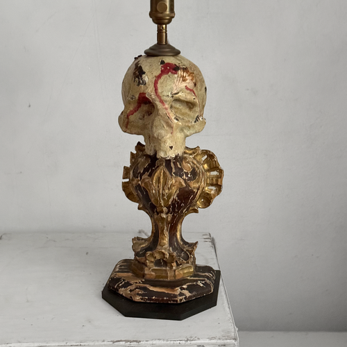 19th-century Austrian Reliquary Lamp with Custom Décor Barbares Lamp Shade