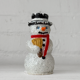 Small Papier-Mâché Snowman in Brilliant White