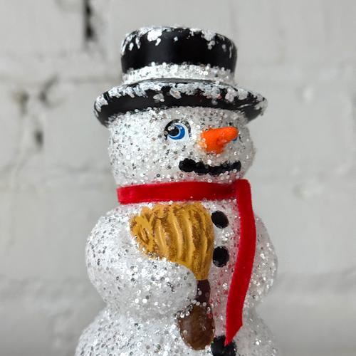 Small Papier-Mâché Snowman in Brilliant White