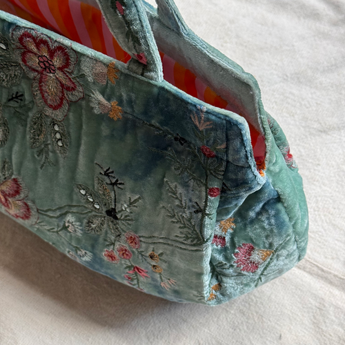 John Derian Custom Poppins Bag in Shaded Lagoon