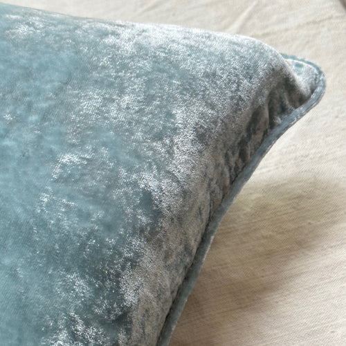 Plain Silk Velvet Cushion in Heavenly Blue
