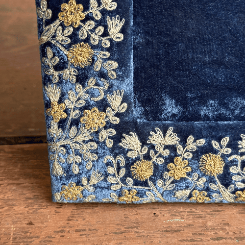 Jamila Silk Velvet Embroidered Tabletop Frame in Indigo (#4)