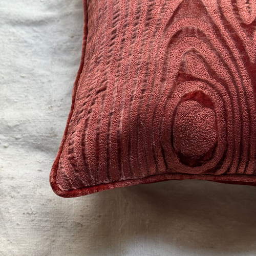 Log Embroidered Silk Velvet Cushion in Toscana