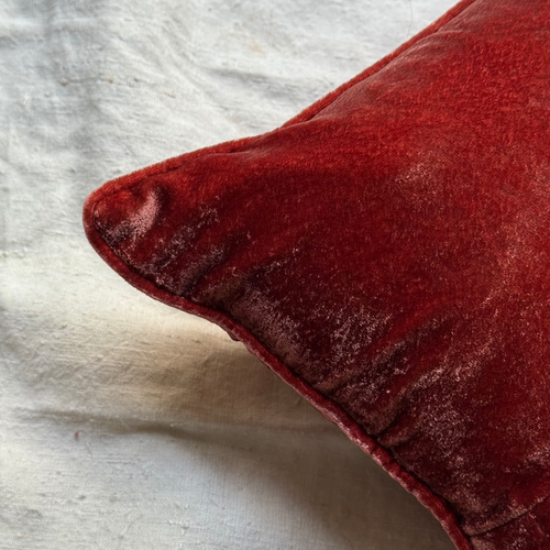 Log Embroidered Silk Velvet Cushion in Toscana