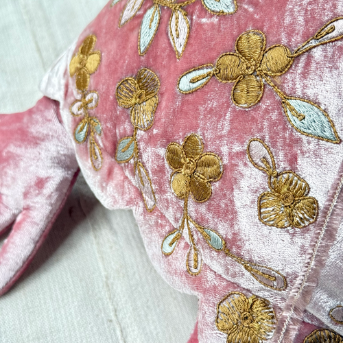 Sona Embroidered Big Silk Velvet Turtle in Cyclamen