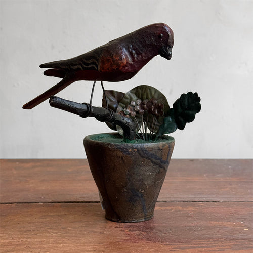 Black Forest Carved Bird on Clay Pot (9-04)