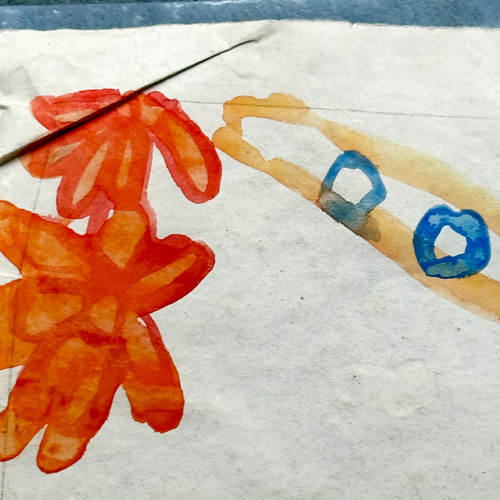 Double-Sided Late 19th-century Naïve Watercolor Illustration by Caroline Thompson