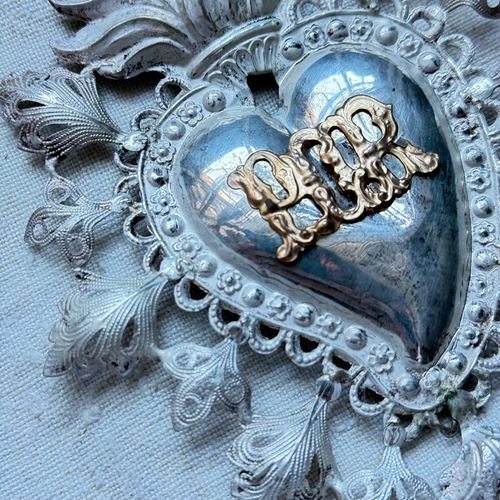 19th-century Italian Ex-Voto Sacred Silver Heart (No. 4-26)