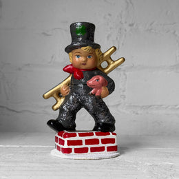Papier-Mâché Grey Glitter Chimney Sweeper with Clover