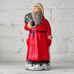 Papier-Mâché Red Santa with Grey Beard