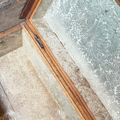 Small 19th-century China Trade Leather Camphor Chest with Gilt Silver Paper Lining (#1)