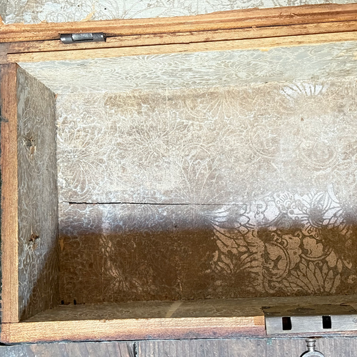 Small 19th-century China Trade Leather Camphor Chest with Gilt Silver Paper Lining (#1)