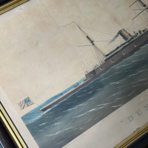 Framed 19th-century 'Dunderberg' Ship Lithograph Print