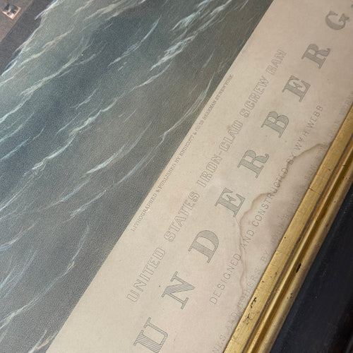Framed 19th-century 'Dunderberg' Ship Lithograph Print