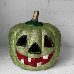 Ino Schaller Glitter Jack-O'-Lantern Pumpkin in Sage Green