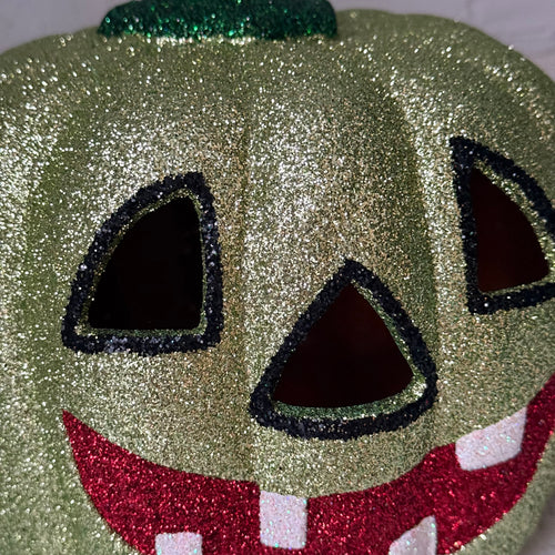 Ino Schaller Glitter Jack-O'-Lantern Pumpkin in Sage Green