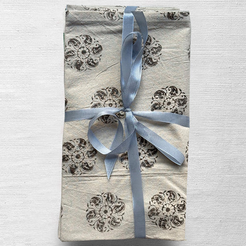 Les Indiennes Marie Rose Napkin Set in French Gray