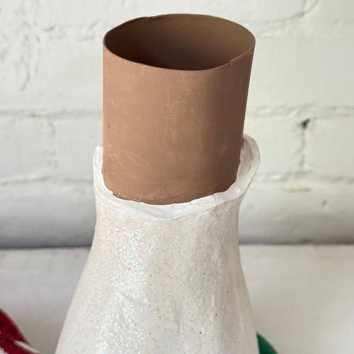 Large Papier-Mâché Glitter Mushroom with Green Base