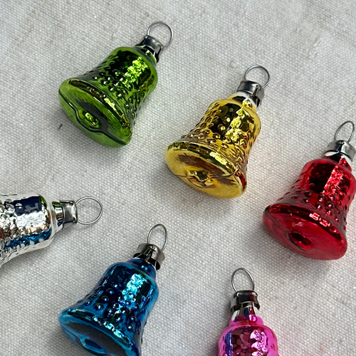 Set of 6 Mini Nostalgic Colorful Bell Shaped Ornaments