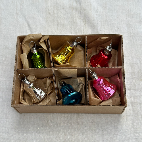 Set of 6 Mini Nostalgic Colorful Bell Shaped Ornaments