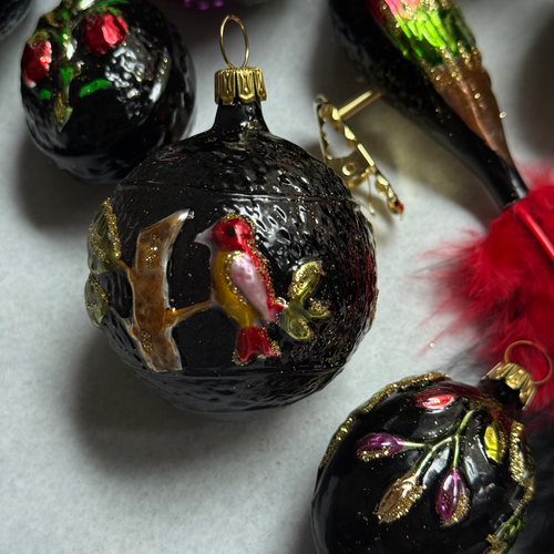 Set of 14 Black & Colorful Ornaments