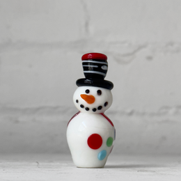 Glass Snowman Figurine with Polkadots