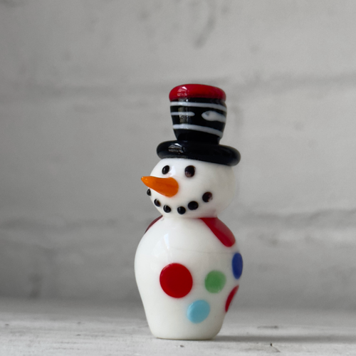 Glass Snowman Figurine with Polkadots