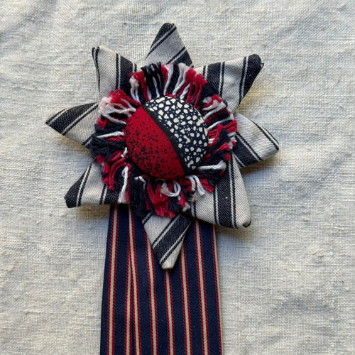 Vintage Dead Stock Ribbon Rosette Pin #4