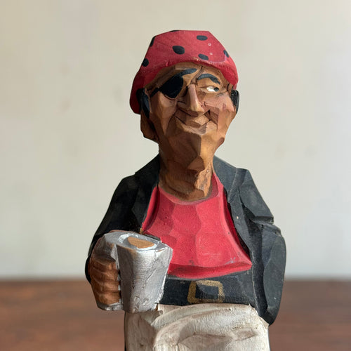Small Vintage Wooden Folk Art Pirate Figure