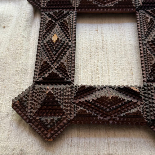 Early 20th-century Double Tramp Art Frame