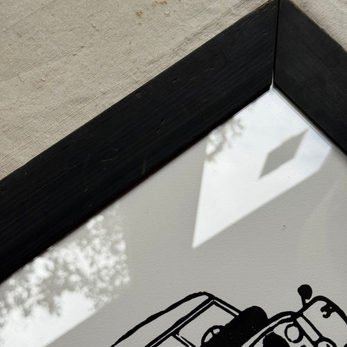 Hugo Guinness "Land Rover" Linocut  in a Vintage Frame