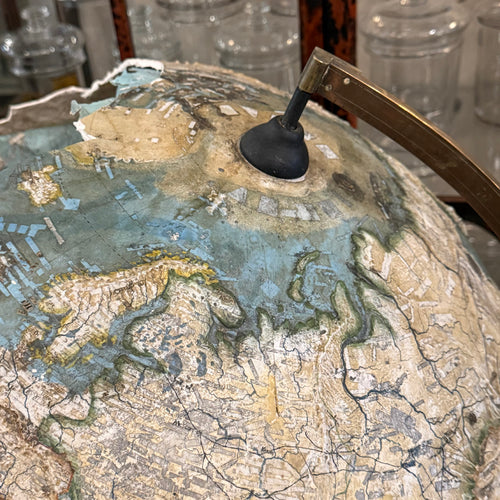 Large 19th-century German Terrestrial Globe on Stand (As Is)