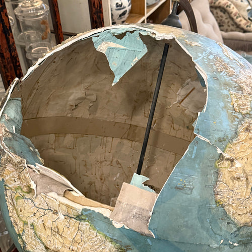 Large 19th-century German Terrestrial Globe on Stand (As Is)