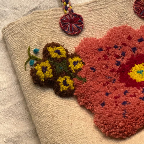 PO! Paris Nathalie Lete Woven & Knotted "Fleur Papillon" Bag in Ecru