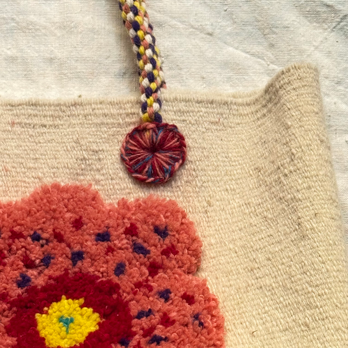 PO! Paris Nathalie Lete Woven & Knotted "Fleur Papillon" Bag in Ecru