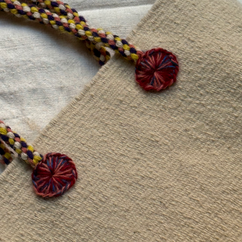 PO! Paris Nathalie Lete Woven & Knotted "Fleur Papillon" Bag in Ecru