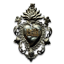 19th-century Italian Ex-Voto Sacred Silver Heart (#4)