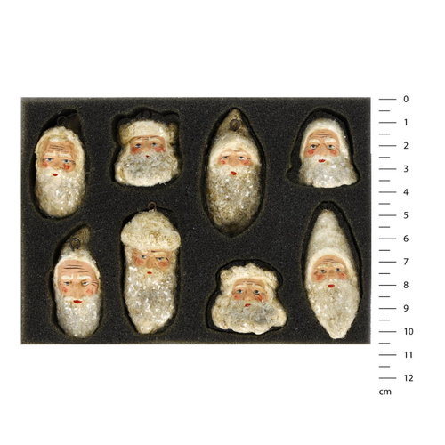 Set of 8 Small Santa Head Oranaments