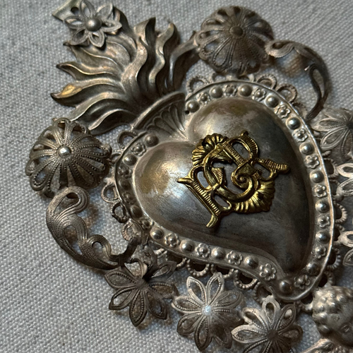 19th Century Italian Ex-Voto Sacred Silver Heart (No. 2)