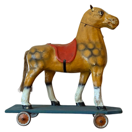 19th-century French Toy Horse on Wheels