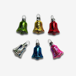 Set of 6 Mini Nostalgic Colorful Bell Shaped Ornaments